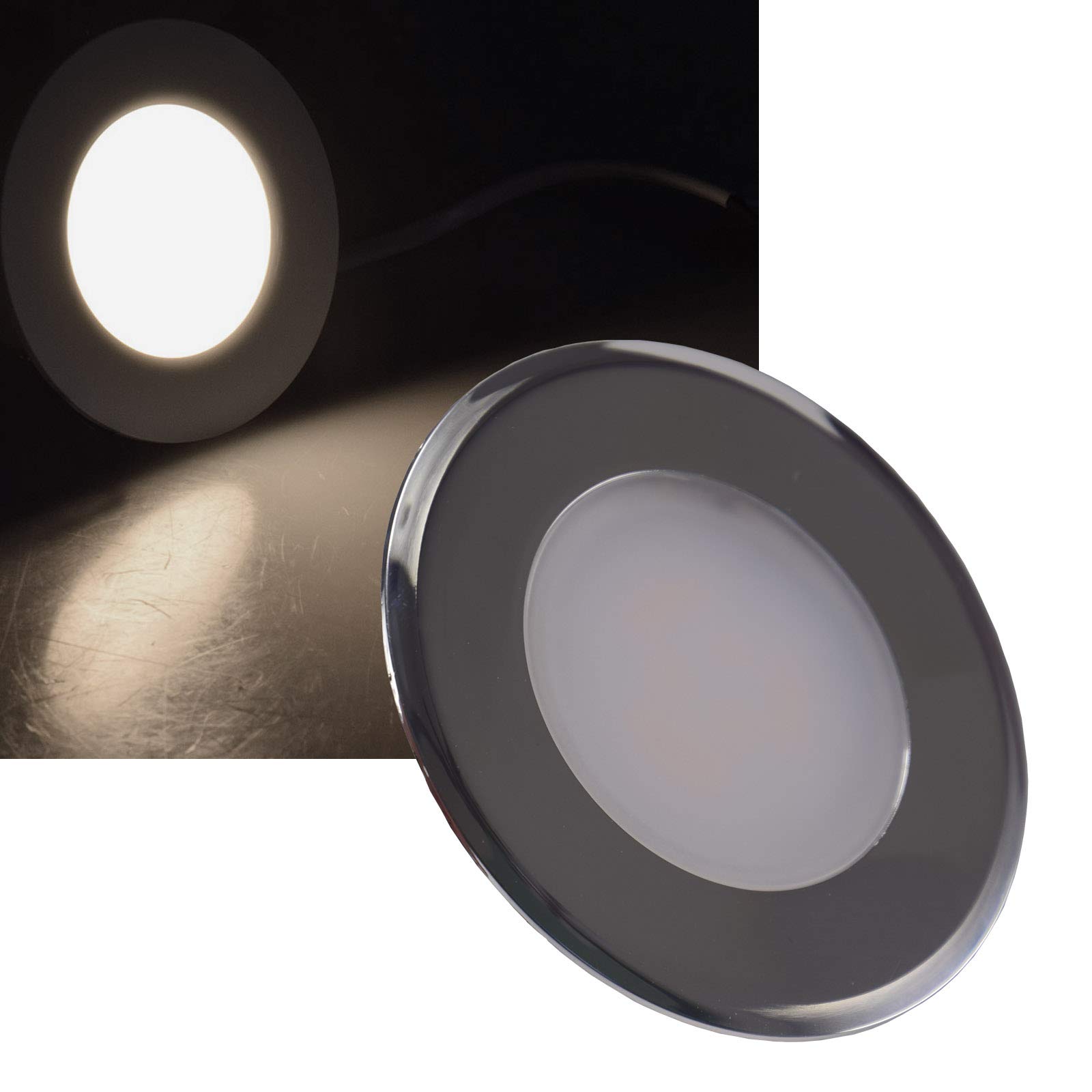 ChiliTec LED Einbauleuchte Treppenlicht - Stufenleicht für Unterputz Dosen - 2Watt 150Lumen - für 60mm UP-Dosen - 230V Stufenbeleuchtung 4er Set Weiß