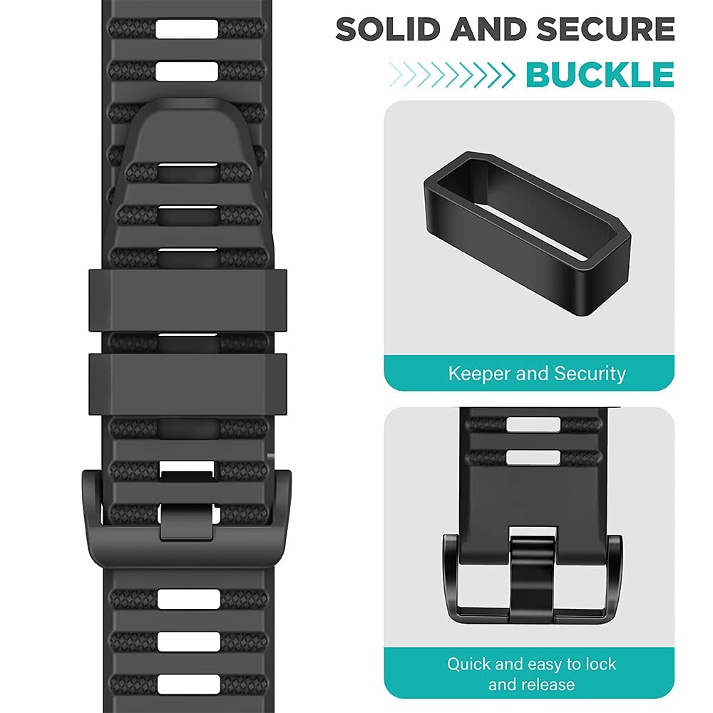 Weideworld Cinturino In Silicone Per Garmin Fenix 7X/6X/5X (26mm), Morbido, Traspirante, Ricambio, Nero