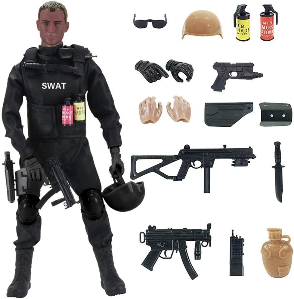 Liberty Imports 12-Inch Special Forces Military Action Figure Army Man Toy Soldier - 30 Articulation Points and 15 Weapons and Accessories (SWAT)