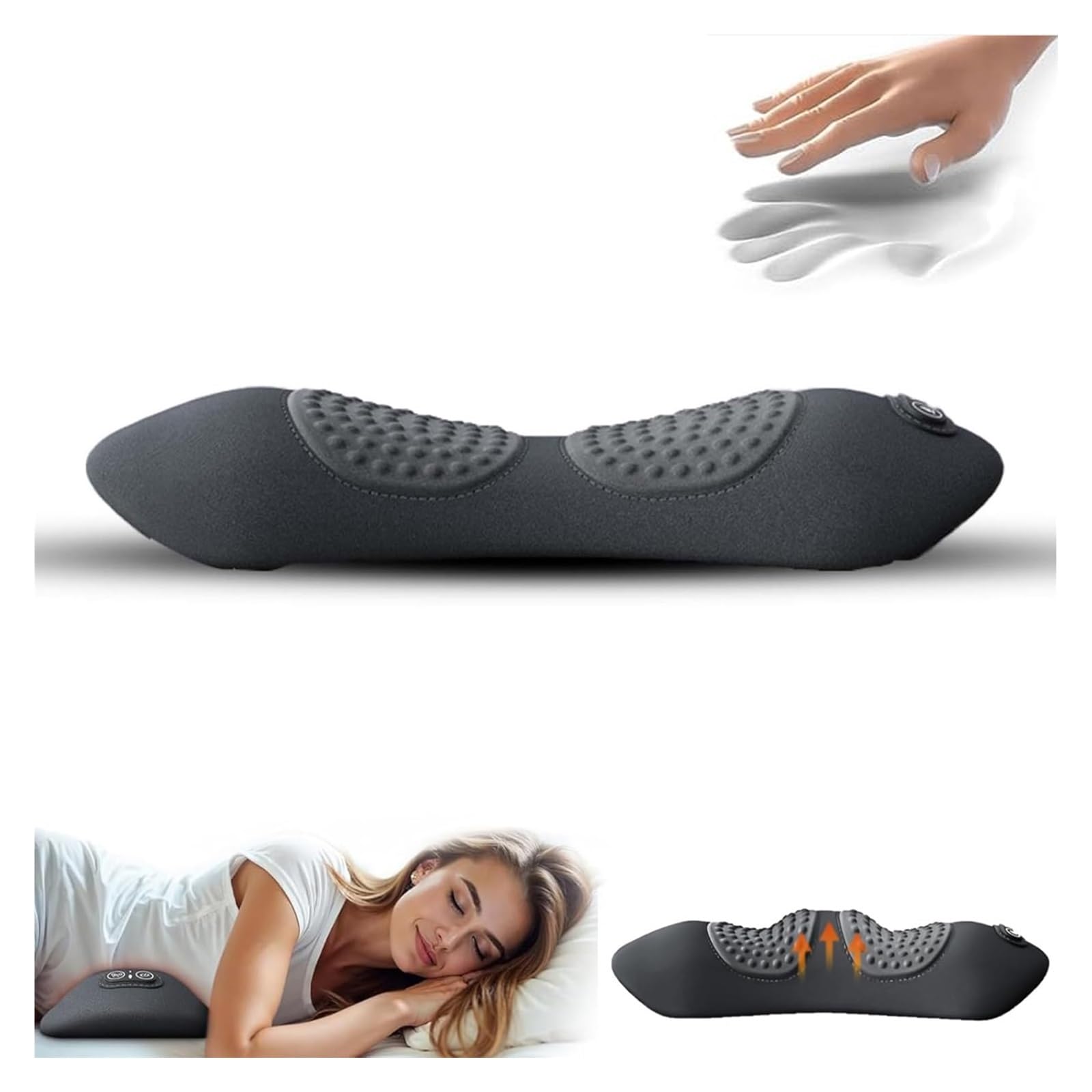 Triple Fusion Rückenmassagegerät for Stuhl Und Bett, 3-In-1-heiz- Und Vibrationsmassagegerät for Ischias, Traktionsgerät Zur Linderung von Schmerzen Im Unteren Rücken(Black)