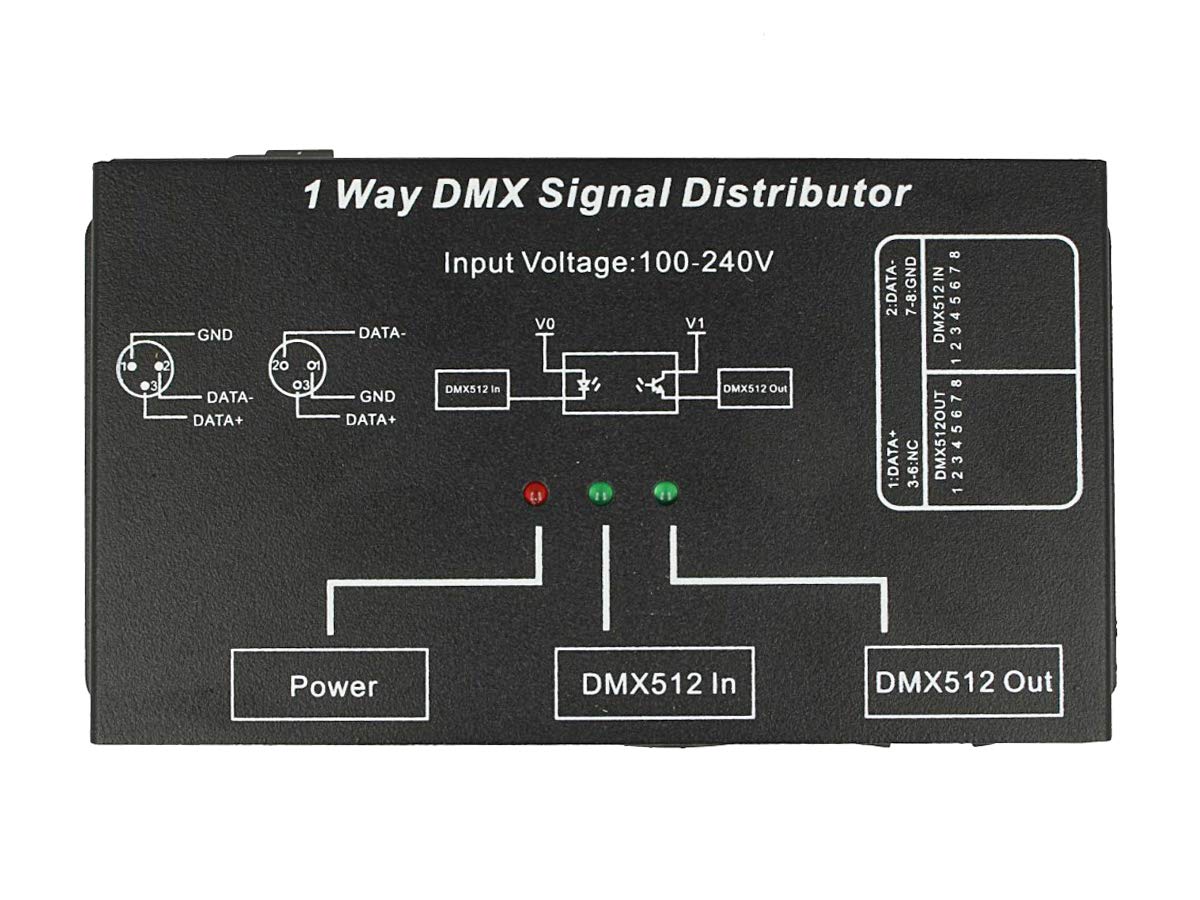 LEDLUX DD5121 Amplificatore Distributore Segnale DMX 512 Signal Distributor Mono Canale 220V DMX121