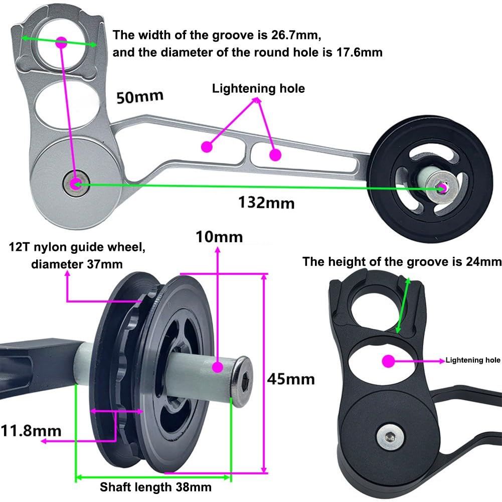 Napinacz łańcucha z pojedynczą prędkością do rowerów składanych Brompton Cline/Pline – stop aluminium, otwór montażowy 17,6 mm, nylonowe koło prowadzące 11T, kompatybilne z 3/4/5/6/7