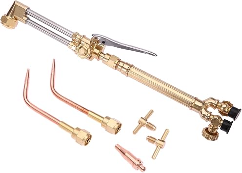 Portable Oxygen Acetylene Torch Kit, Professional Oxy - Acetylene Welding & Cutting Set with Gauge, Gas Tank Tote, Long Pipe Brass Nozzle, for Industrial & Amateur DIY Use (12)