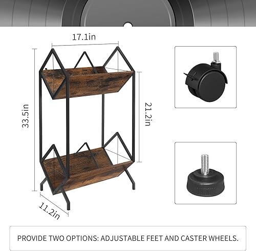 Miniatura 3 de YINMIT Soporte para discos de vinilo, estante de almacenamiento de discos de vinilo de 160-200 LP, montaje rápido, organizador de estilo retro para