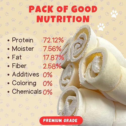 Miniatura 5 de Amazing Dog Treats - Rollos de mejillas de ternera - (Mega grosor de 10 pulgadas - 6 piezas) sin ocultar - Masticable alternativo seguro de cuero