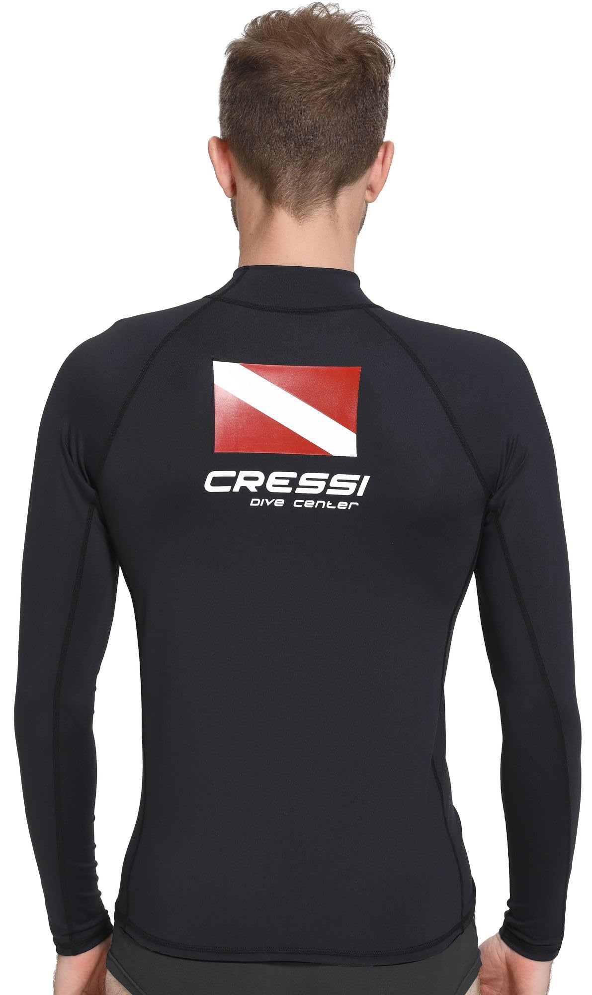 Cressi Rash Guard Man Black Dive Center, Camiseta Elaborada en Tejido Elástico de Primera Calidad con Filtro de Protección UV UPF 30+, Disponible en Manga Corta y Manga Larga Hombre
