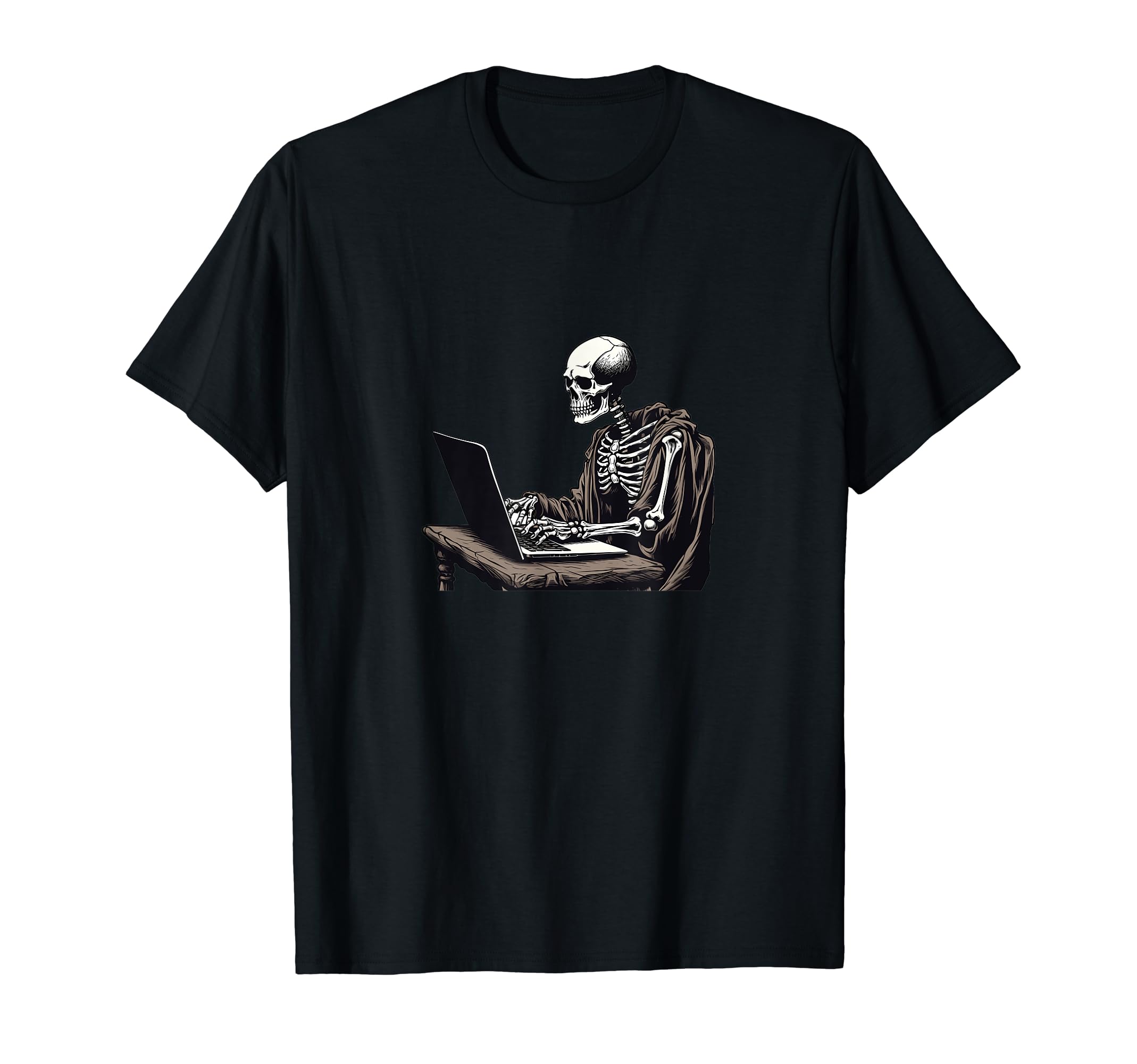 Web Witch IncWeb Developer Coding Skeleton In Front of Laptop Halloween T-Shirt