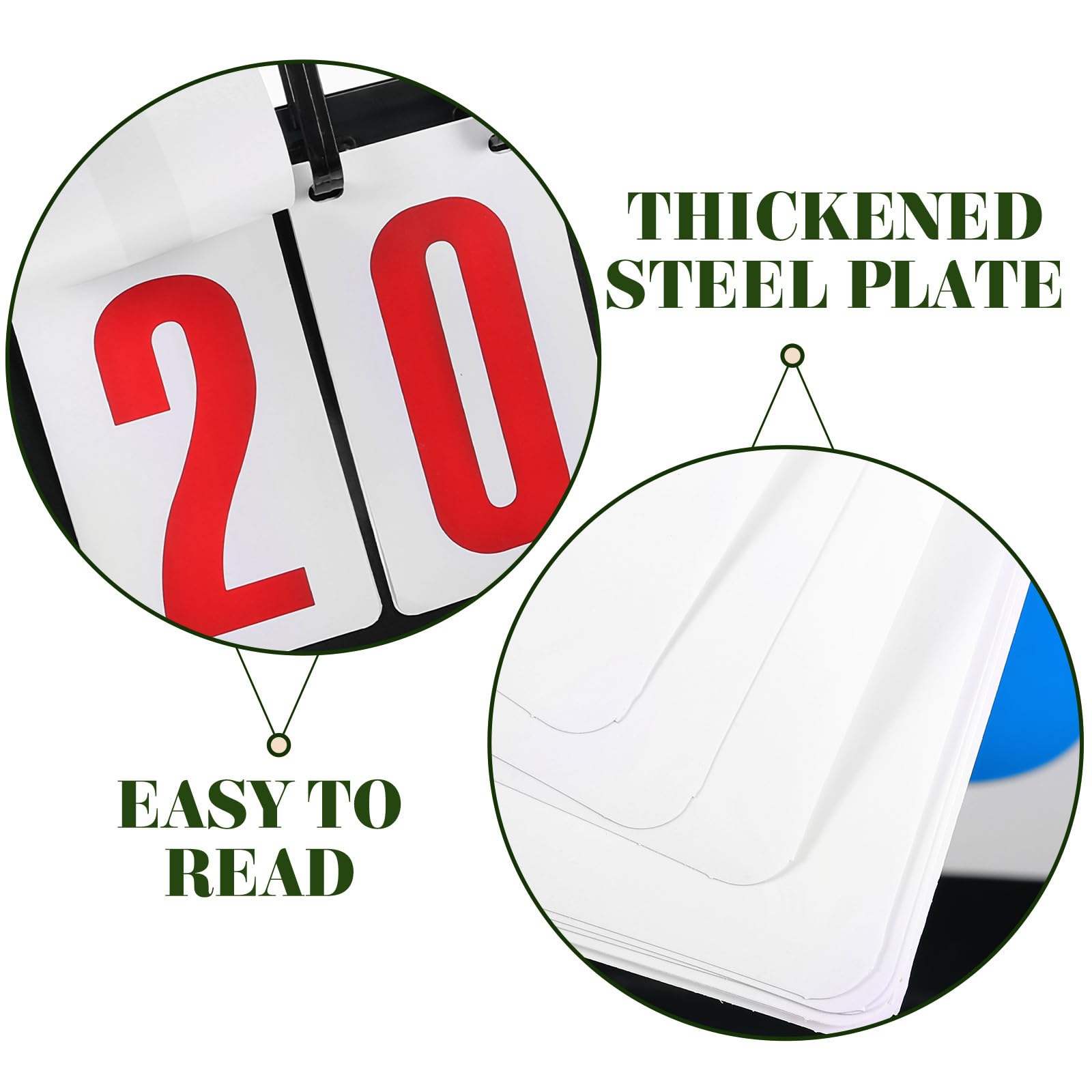 Mehrzweck Basketball Fußball Flip Scoreboard aus Verstärktem Stahlblech mit 4 stelliger Anzeige Tragbare Effiziente und Praktische PVC Anzeigetafel für Basketballspiele