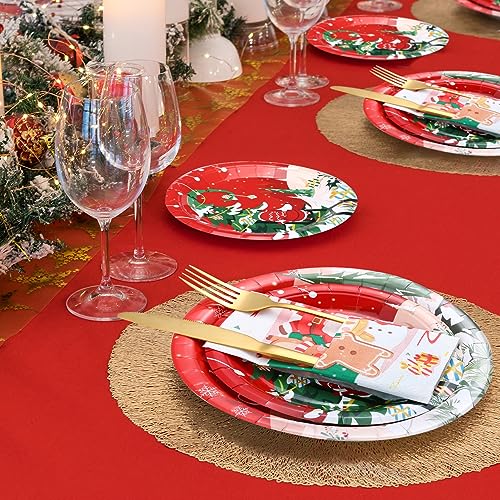 Kesote 24 Sets Christmas Paper Napkins and Plates Christmas Dishes Set Serve for 24 Guests Xmas Party Tableware - Image 4