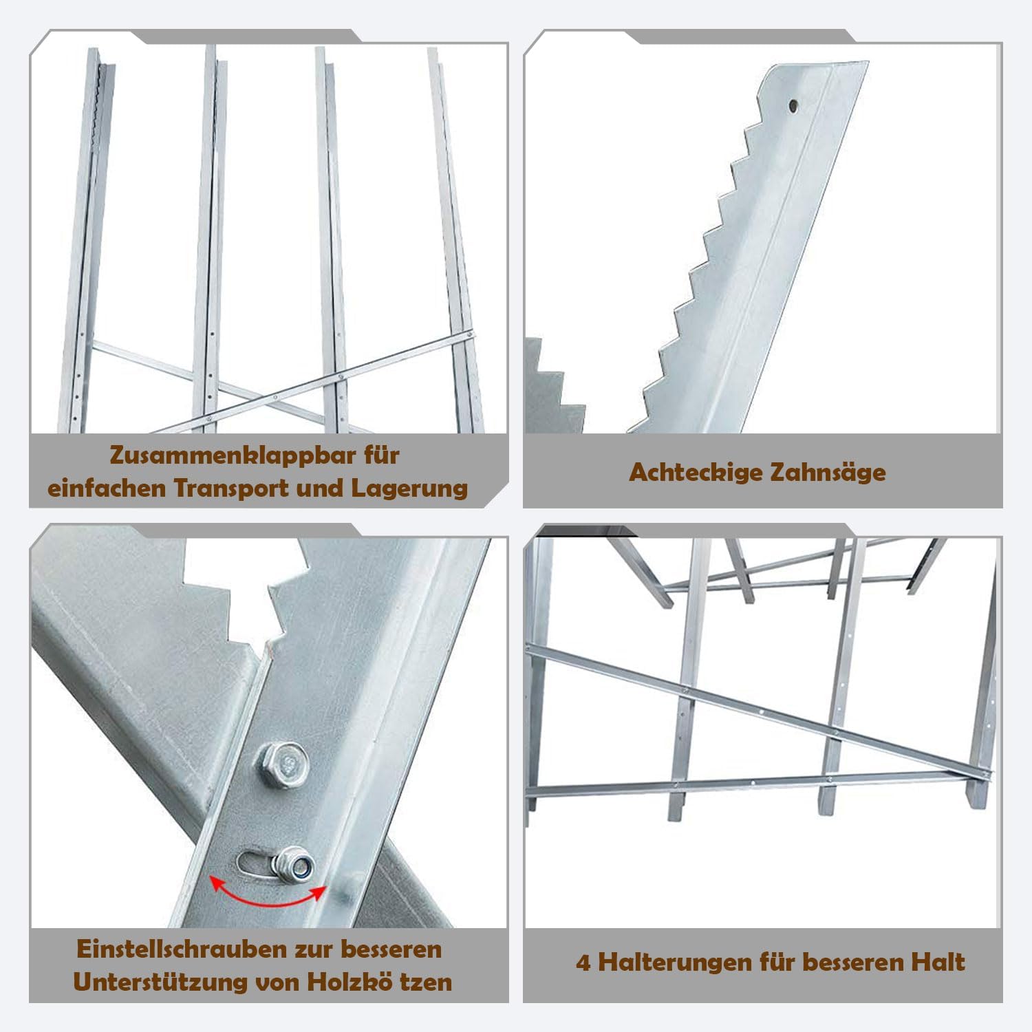 UISEBRT Chevalet de sciage pliable avec gant pour tronçonneuse, tréteau en métal, 82 x 80,5 x 79 cm, cadre en acier, charge maximale : 150 kg, pour bois de chauffage et travail du bois
