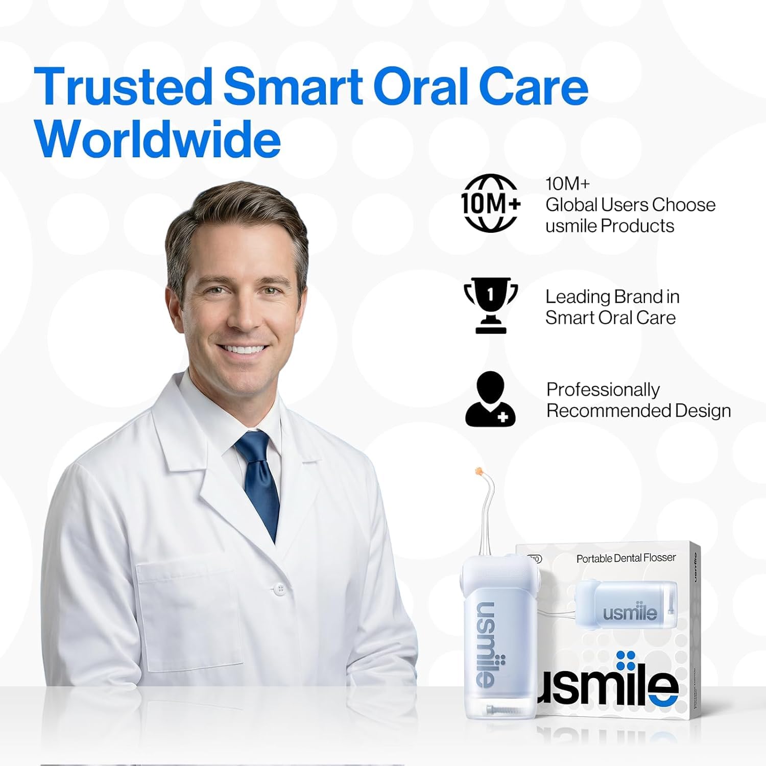 usmile C10 - Irrigador bucal portátil para viajes, plegable, recargable por USB-C, 4 modos, IPX7 impermeable, batería de larga duración, irrigador oral para aparatos ortopédicos, implantes y encías