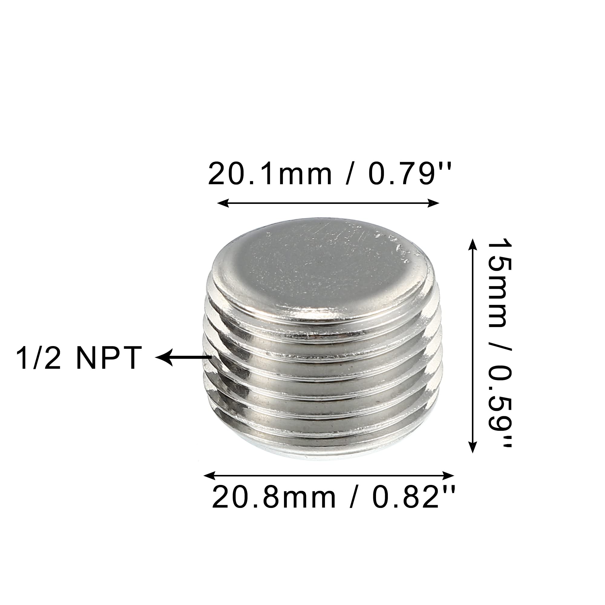ABSOPRO 2 Pcs Bouchon Fileté 1/2 NPT Mâle Acier Inoxydable Pour Tuyau Voiture
