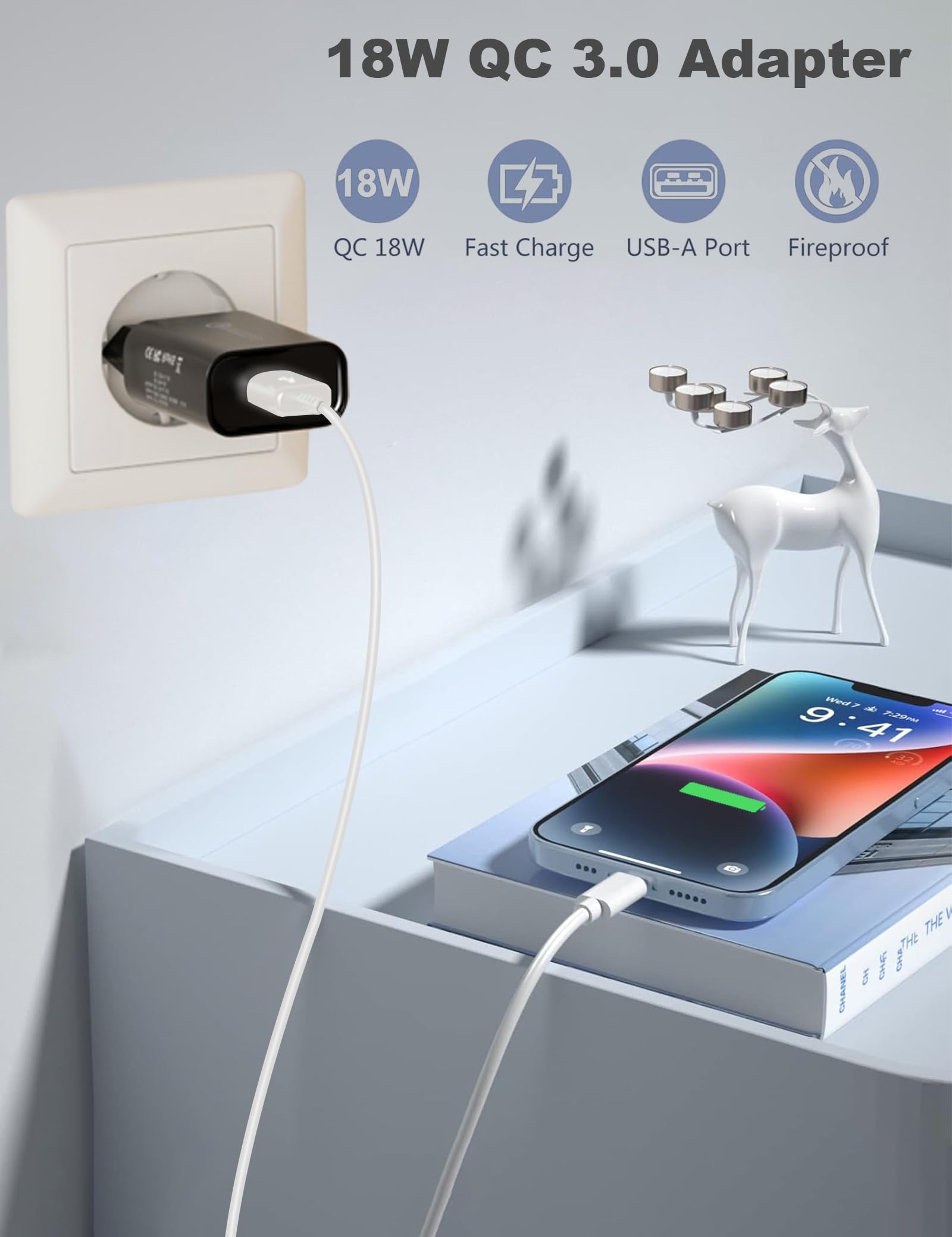 Caricatore USB Spina, Caricatore da 18W Caricatore Rapido 3.0 Caricatore Rapido Alimentatore USB per Samsung S10 S6 S7 S8 S9 Edge/Plus/Active, S22 S21 Caricatore USB Spina, Caricatore da 18W Caricatore Rapido 3.0 Caricatore Rapido Alimentatore USB per Samsung S10 S6 S7 S8 S9 Edge/Plus/Active, S22 S21