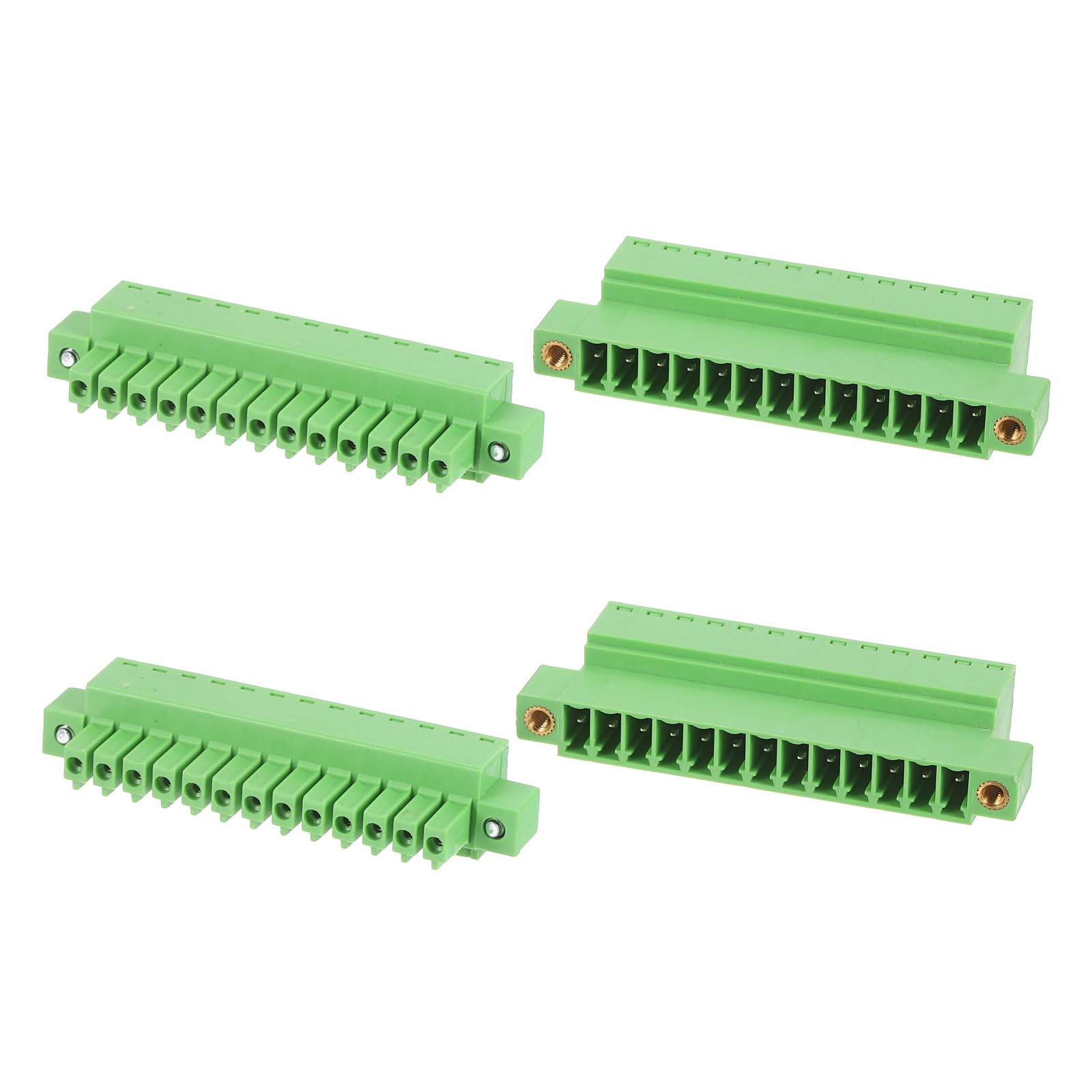 sourcing map 2Set 13 Pin 3.5mm Pitch 300V 8A PCB Mount Screw Terminal Block Connector, Pluggable Plug Flange Mount for DIY Electronics Audio Power Modules