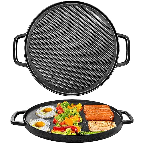 GGC Reversible Cast Iron Griddle, Double-sided Griddle Pan for Stove