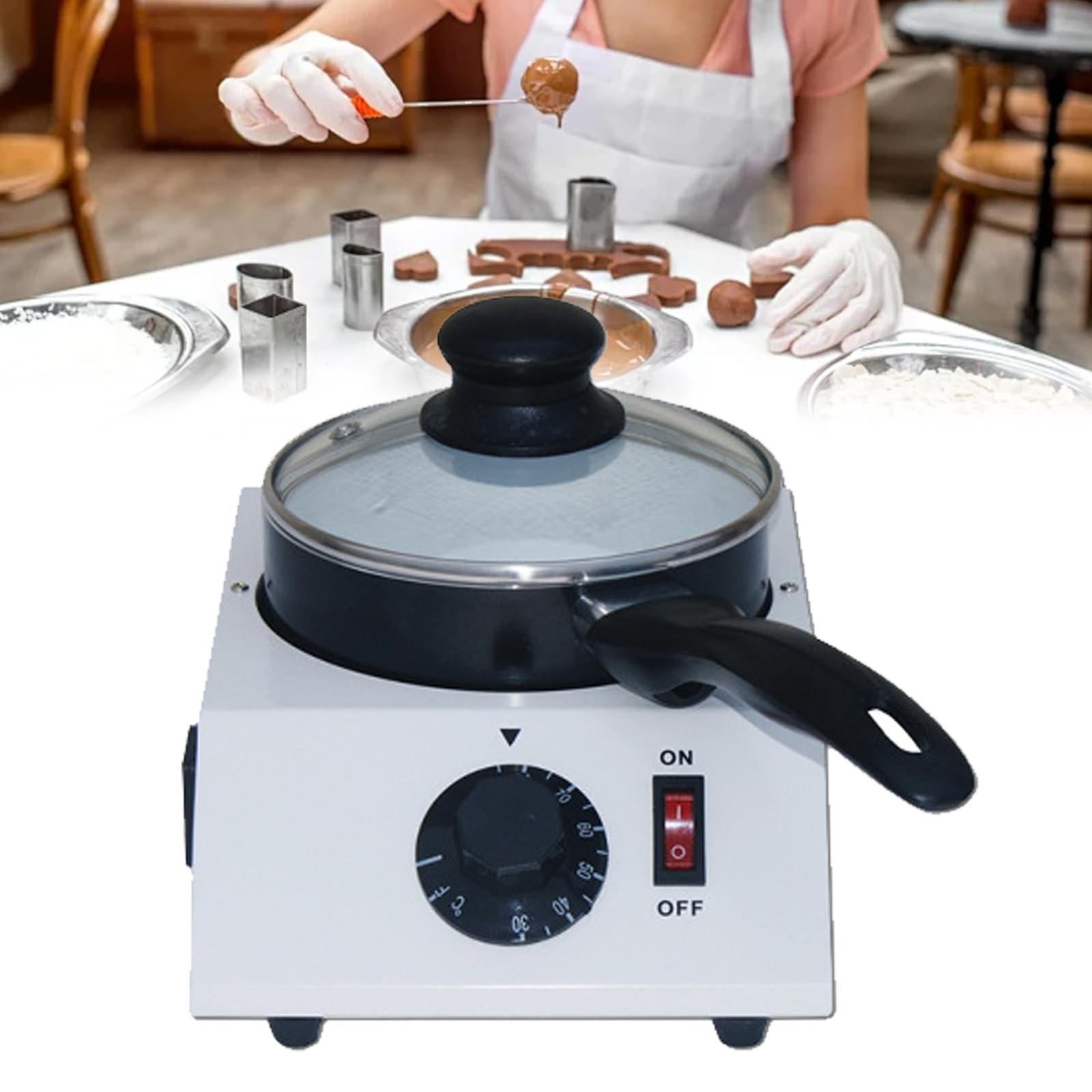 Macchina per sciogliere il cioccolato, apparecchio elettrico di rinvenimento con controllo della temperatura 30-80 ℃ per feste, compleanni, matrimoni