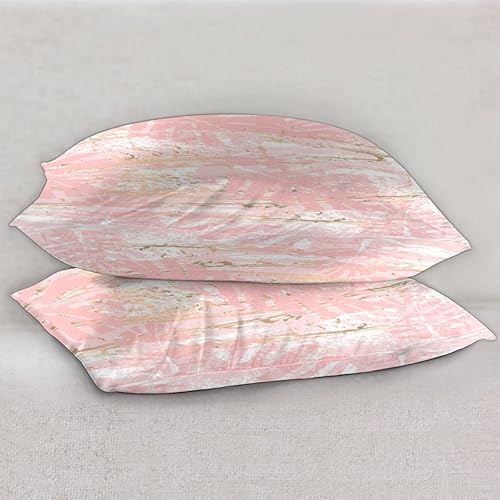 Miniatura 5 de Funda de almohada de satén rosa y blanco dorado para cabello y piel, tamaño Queen, 20 x 30 pulgadas, fundas de almohada sedosas de enfriamiento