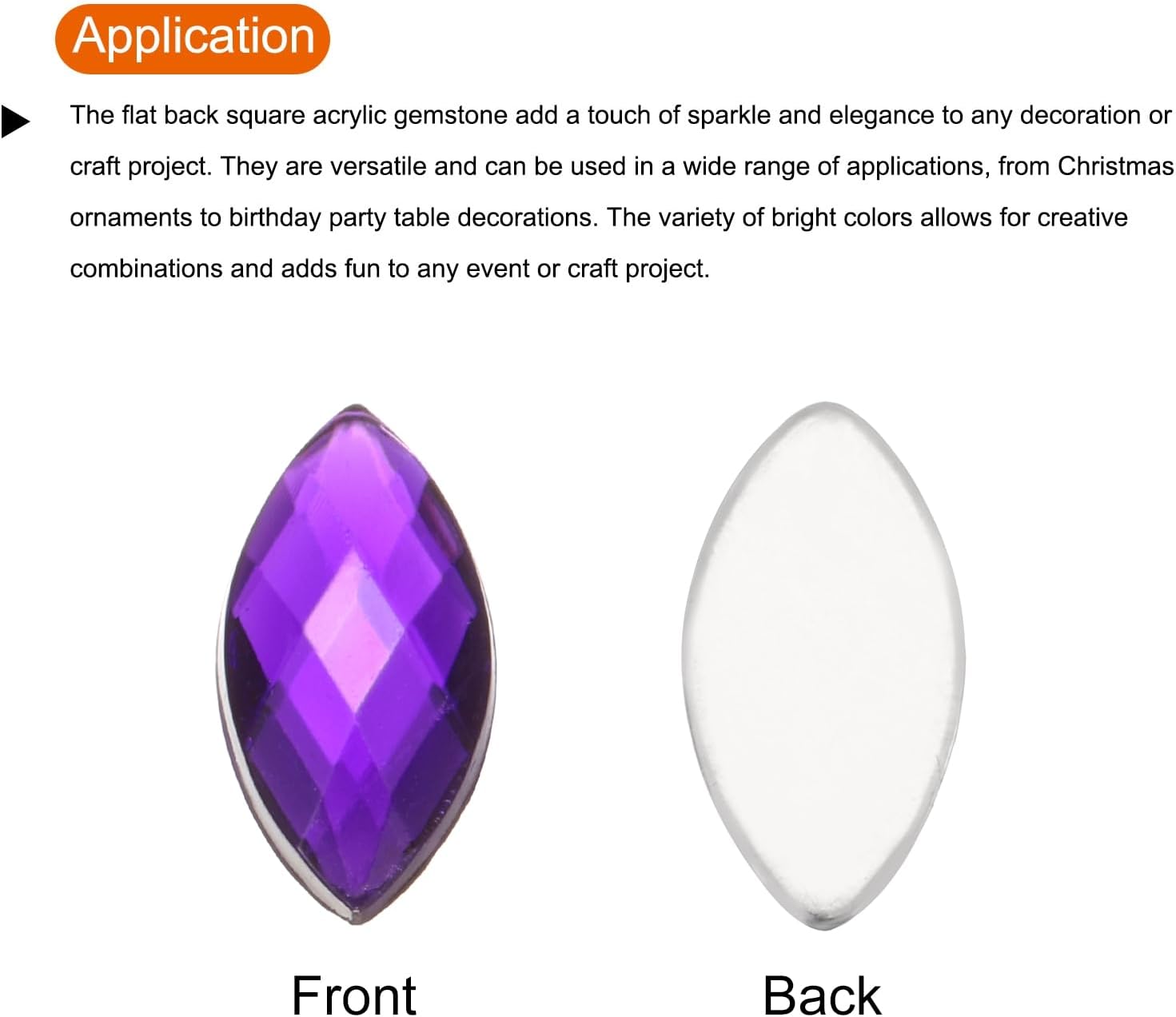 MECCANIXITY 200PCS Acrylic Horse Eye Gems 6x12mm Flat Back Artificial Rhinestones for DIY Crafts Bead Wedding Party Face Painting Jewelry Making (Purple) image 4