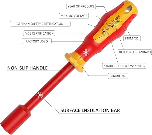 Miniatura 3 de 1000V Destornillador aislado Tuerca Driver Set VDE GS certificado electricista Herramientas para vehículos eléctricos (5 PCS VDE)