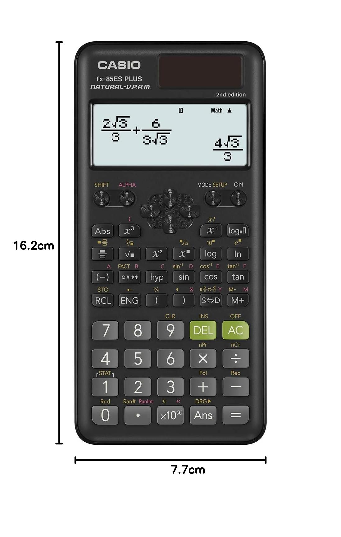 Casio FX-85ES PLUS-2 - Calcolatrice scientifica, 252 funzioni, 11 x 77 x 162 mm, nero