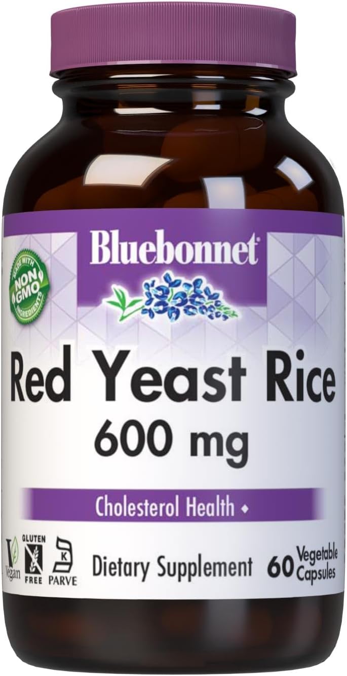 Bluebonnet Nutrition Red Yeast Rice 600 mg, Heart Health*, Non-GMO, Vegan, Kosher Certified, Gluten-Free, Soy-Free, Dairy-Free, 120 Vegetable Capsules, 120 Servings