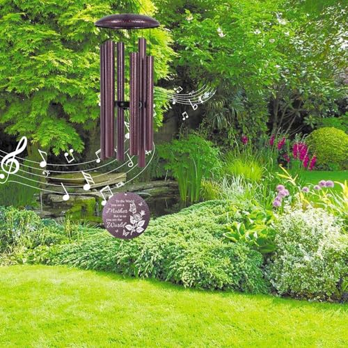 Image of Gift for Mom from Daughter Son, Birthday for Dear Mom from Children, 32 inch Metal Personalized Rose Wind Chime for Mothers, Thanksgiving Gift