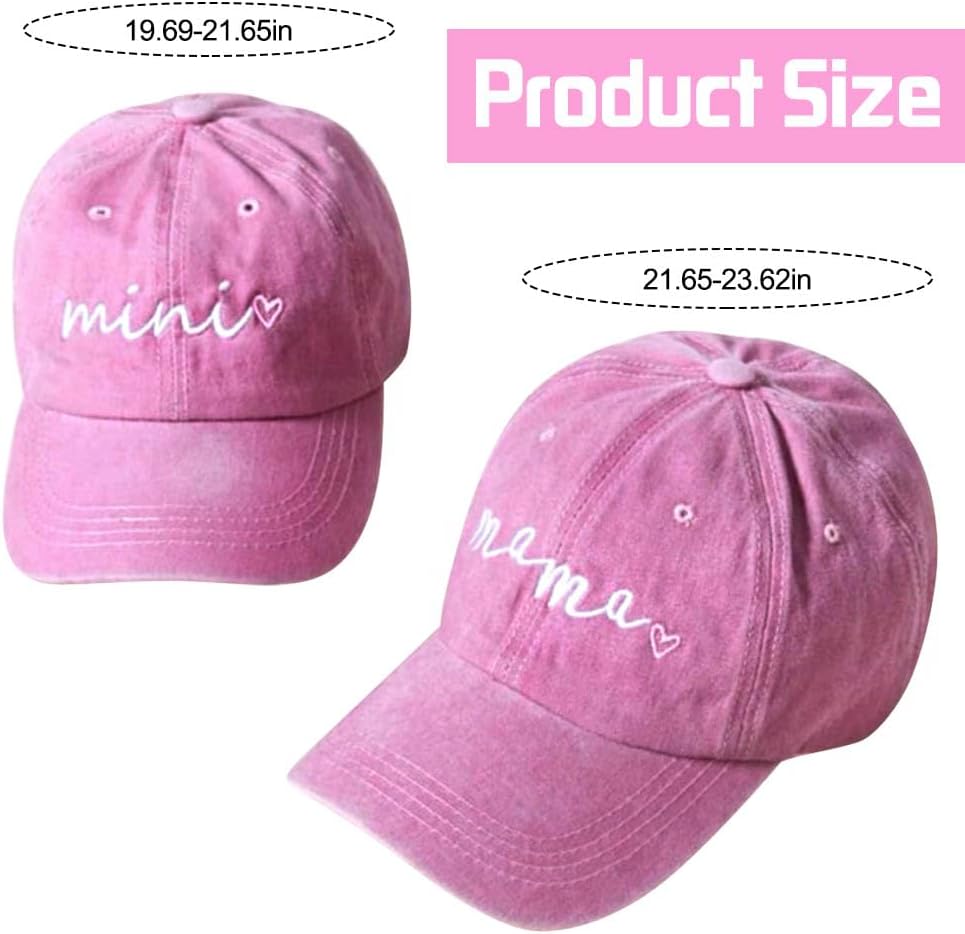 BAOZOON 2 Pcs Parent-Child Baseball Hats Adjustable Mama and Mini Matching Caps Retro Snap Cap for Mother Child Daughter Son