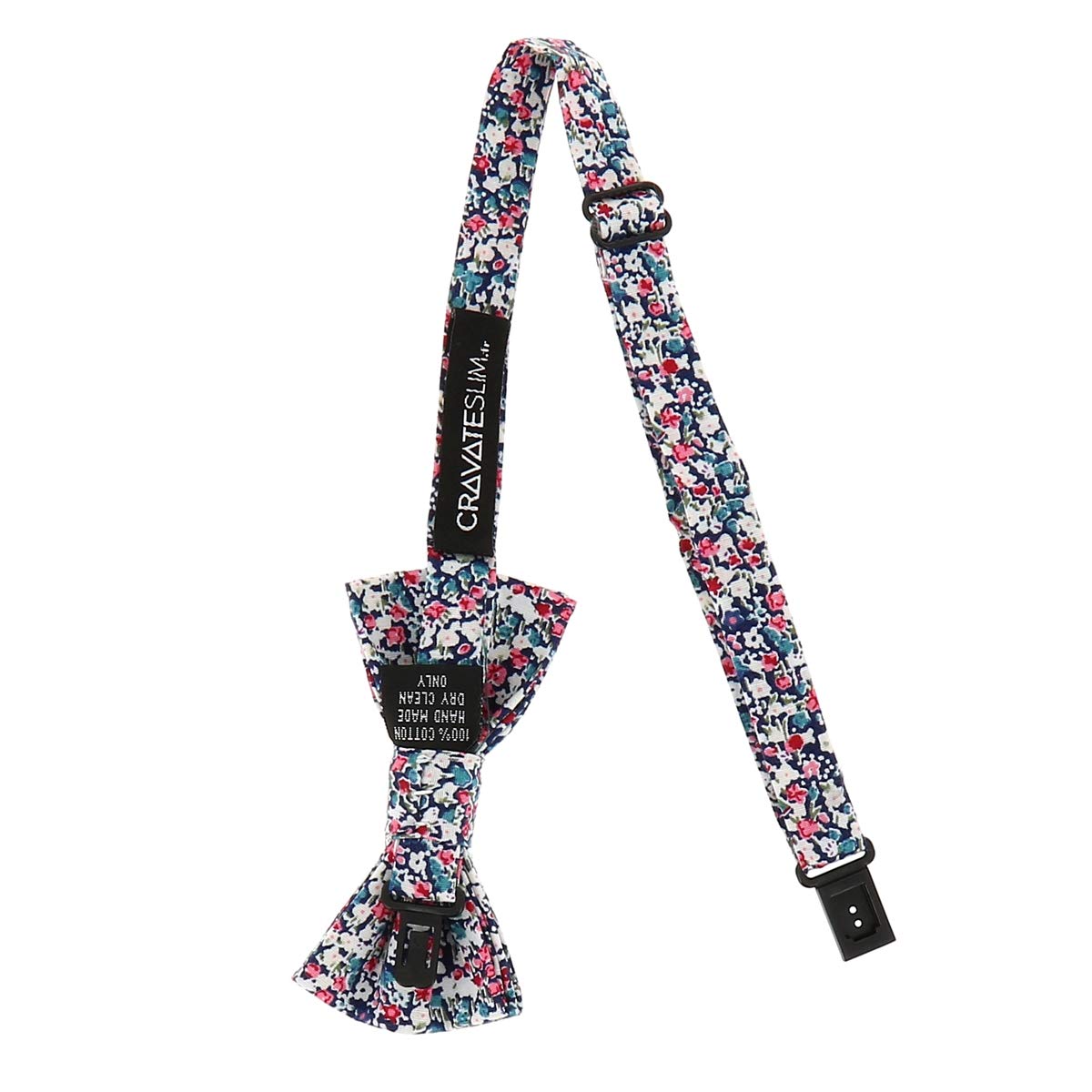 Cravate et Noeud Papillon Homme et Garçon - Pochette costume et Boutons de Manchette - Liberty Bleu Marine, Rose et Blanc - Motif fleuri - Mariage champetre Floral - Cérémonie thème à Fleurs