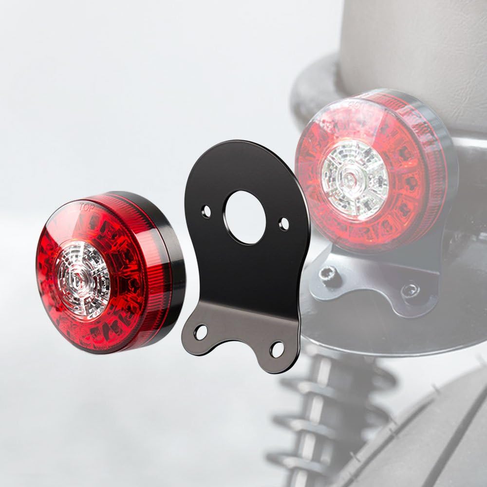 KiWAV Fender Tail Light Bracket compatible for Round LED Tail Light Black with 2 Hex Nuts & Caps