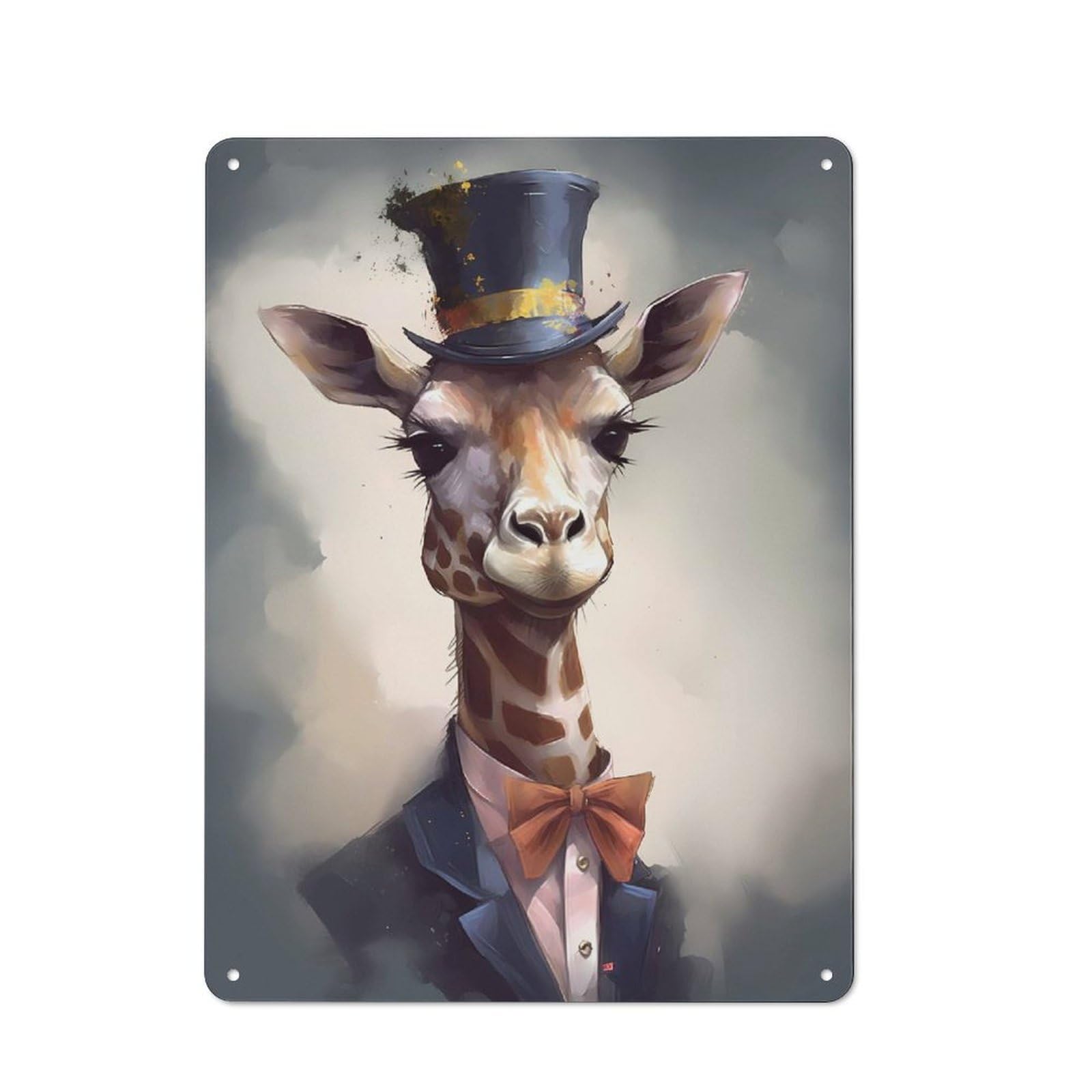 Junmoney Style-2 Giraffe Enchanted Isle Workshop Style Metal Wall Decor 40X30cm, Garage Metal Sign For Workshop, Basement, Shed Or Games Room