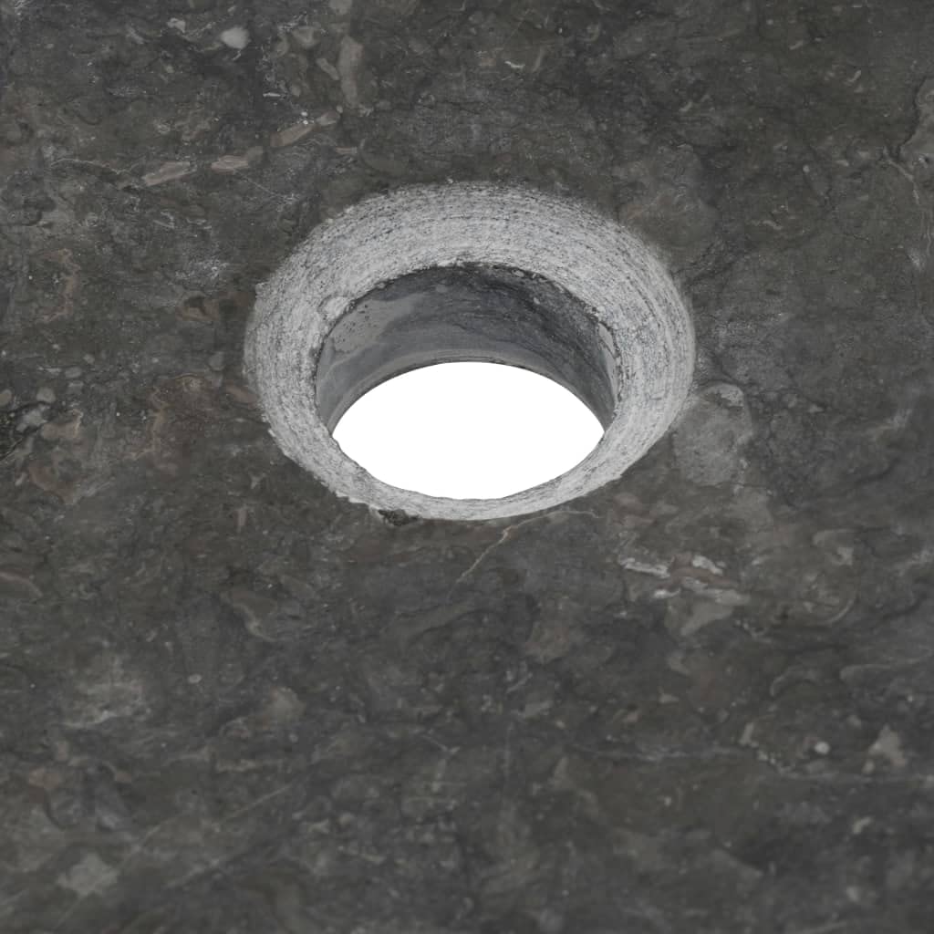 vidaXL Évier Pierre Naturelle Marbre Noir Lavabo Lave-Mains Vasque Toilette