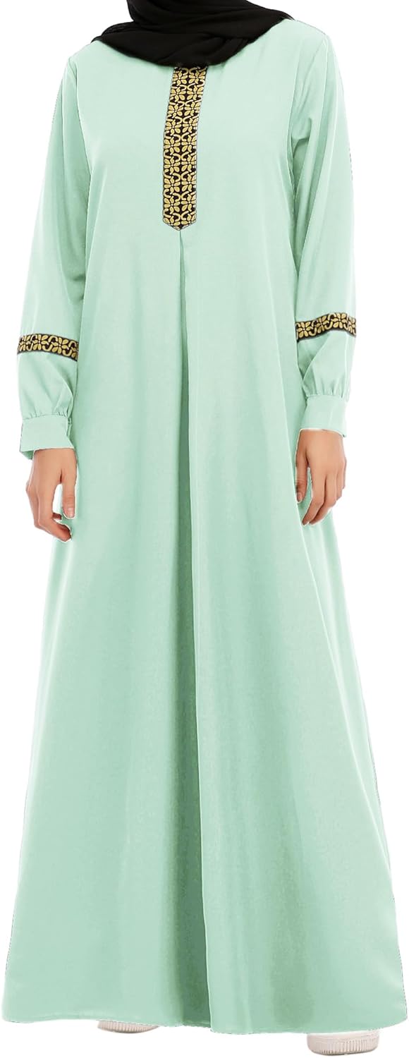 WSPLYSPJY Womens Muslim Abaya Dress Zipper Islamic Robe Pockets Maxi Prayer Clothes with Hijabs