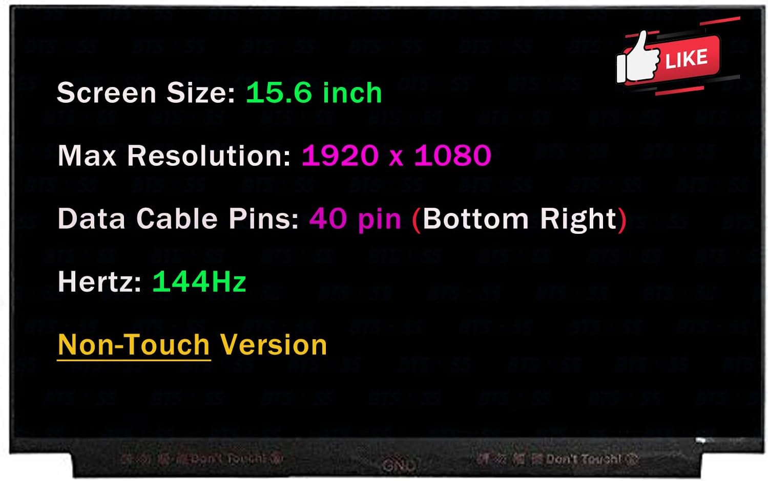 15.6" LCD Screen Replacement NV156FHM-N4G V3.0 40 Pins 144HZ FHD 1920x1080 72% NTSC IPS Display Panel (for Non-Touch Version)