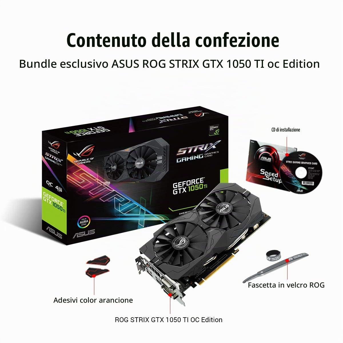 Asus GeForce STRIX-GTX1050TI-O4G-GAMING Scheda Grafica da 4 GB