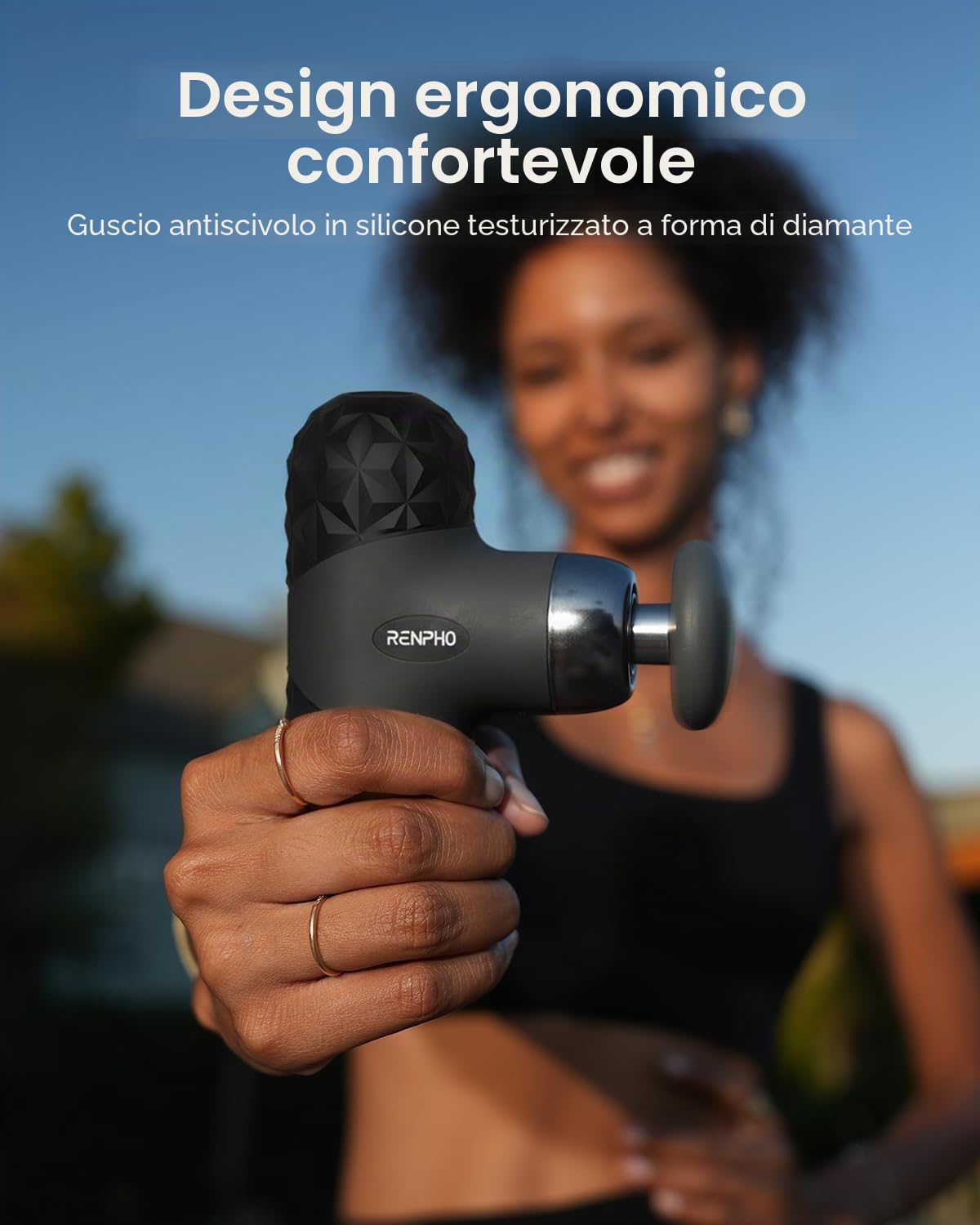 RENPHO Mini Pistola Massaggio Muscolare con funzione calore per relax | Mini Pistola Massaggio Muscolare portatile e silenziosa con 4 velocità, 4 testine e custodia, ideale in viaggio