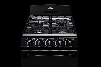 Summit 20 Inch Wide Gas Range, 4 Sealed Burners, 2.3 cu.ft. Oven (ADA Compliant)- RG201B (Black)
