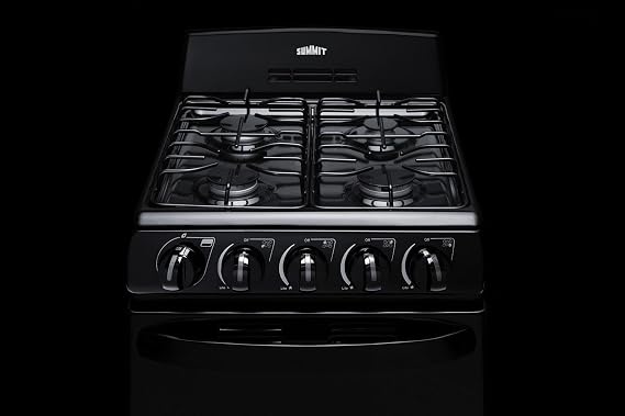 Summit 20 Inch Wide Gas Range, 4 Sealed Burners, 2.3 cu.ft. Oven (ADA Compliant)- RG201B (Black)