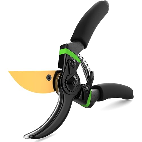 Ultra Sharp Japanese Steel Pruning Shears - Cuts 3X Easier, Weak Hand Arthritis Clippers, Rust-Resistant Titanium Coated Pruner, Effortlessly Cuts 3/4 Inch