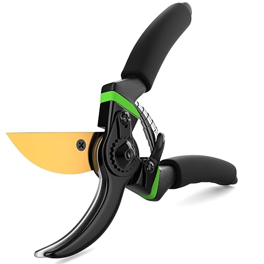 Ultra Sharp Japanese Steel Pruning Shears - Cuts 3X Easier, Weak Hand Arthritis Clippers, Rust-Resistant Titanium Coated Pruner, Effortlessly Cuts 3/4 Inch