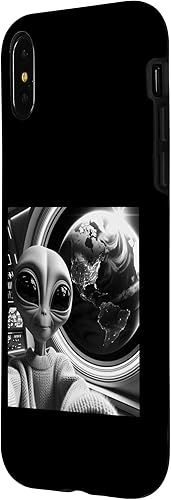 Miniatura 8 de iPhone 13 Pro Max Cute Alien Funny Black and White Selfie UFO Earth Case