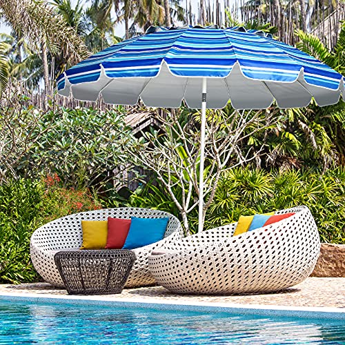 Seconda immagine COSTWAY Ombrellone da Spiaggia 243 cm, Ombrellone Portabile da Esterno, Inclinazione Regolabile, con Borsa di Trasporto, Rivestimento Filtro Raggi UV, con Borsa di Trasporto (Blu navy)