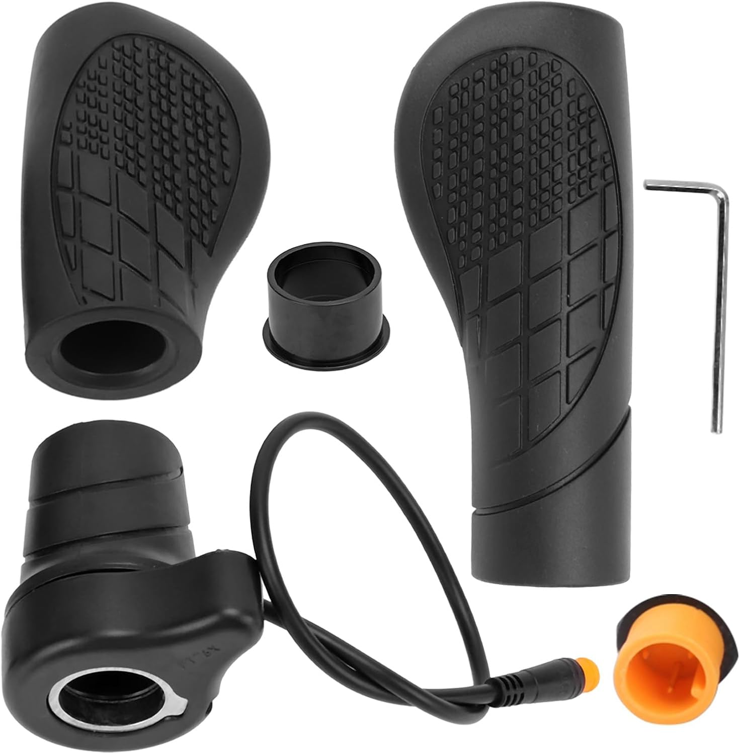 76X Half Twist Throttle, Electric Bike Left Throttle Handle, Half Throttle Handle with Waterproof Plug for Ebike MTB Conversion Kit Parts