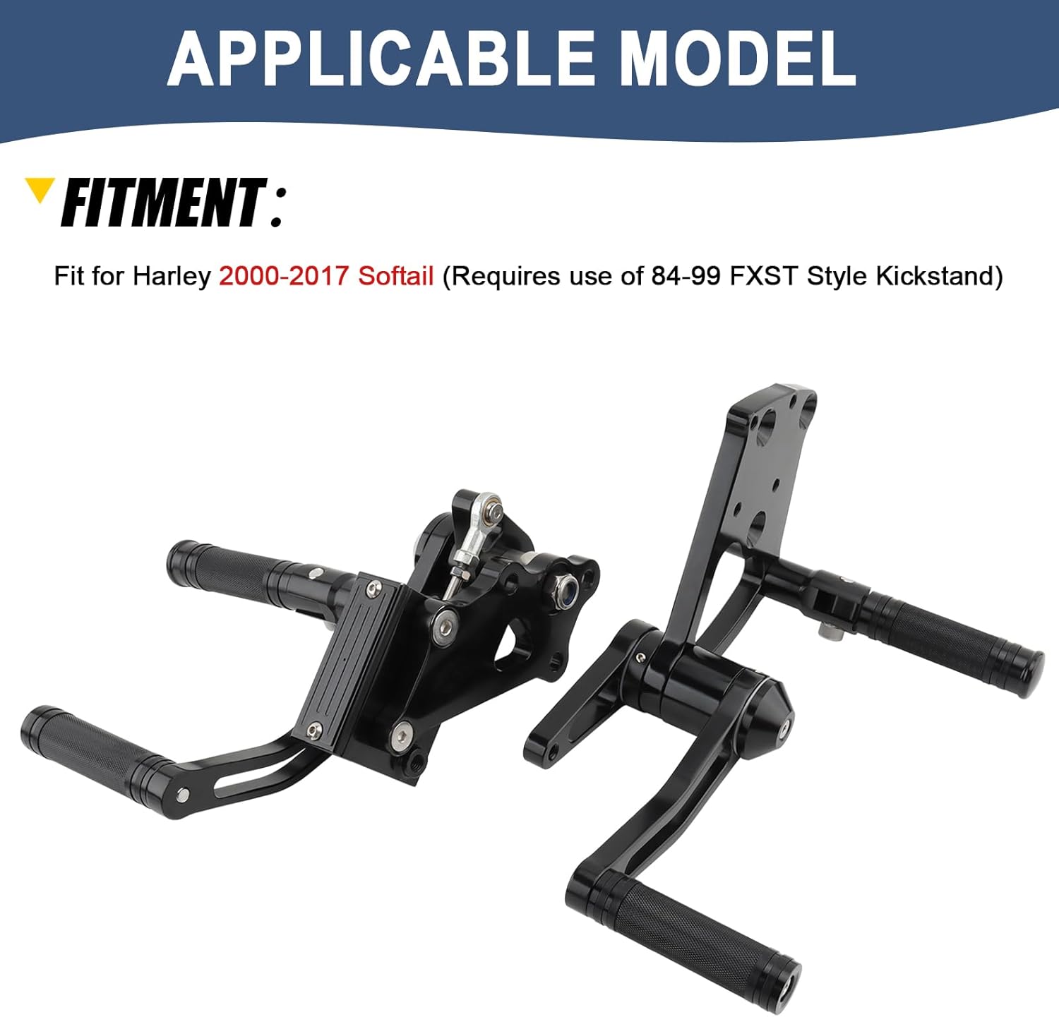 Forward Controls Foot Pegs Levers Linkages Kit Knurled For Harley 2000-2017 Softail Cross Bones Breakout Softail Springer Rocker C Night Train Heritage Springer Blackline (Black)