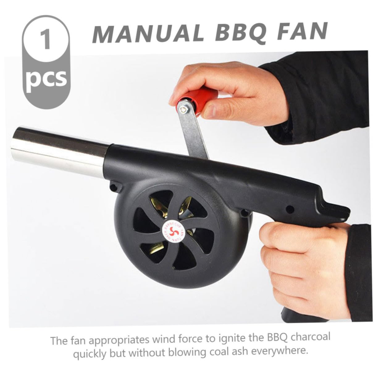 Gatuida Soffiatore D'aria Portatile Manuale Ventilatore a Manovella per Accendere Bbq per Barbecue in Ferro e Abs per Campeggio e Atmosfera Estiva All'aperto