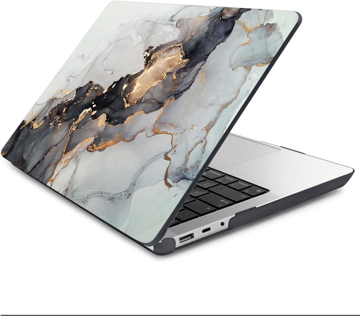 Batianda Case for 13.5" Microsoft Surface Laptop 5 4/3 with Metal Palm Rest Model 1951, Designed Protective Plastic Hardshell & Keyboard Cover & Screen Protector, Golden Fluid