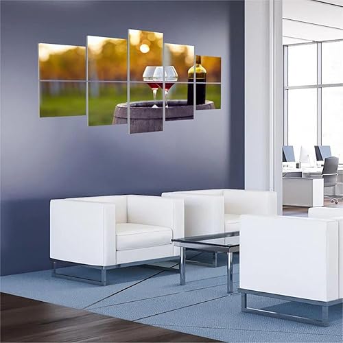 Miniatura 2 de Paquete de 10 paneles acústicos artísticos, dos vasos, botella de vino tinto, viñedo, panel decorativo que absorbe el sonido, panel de pared,