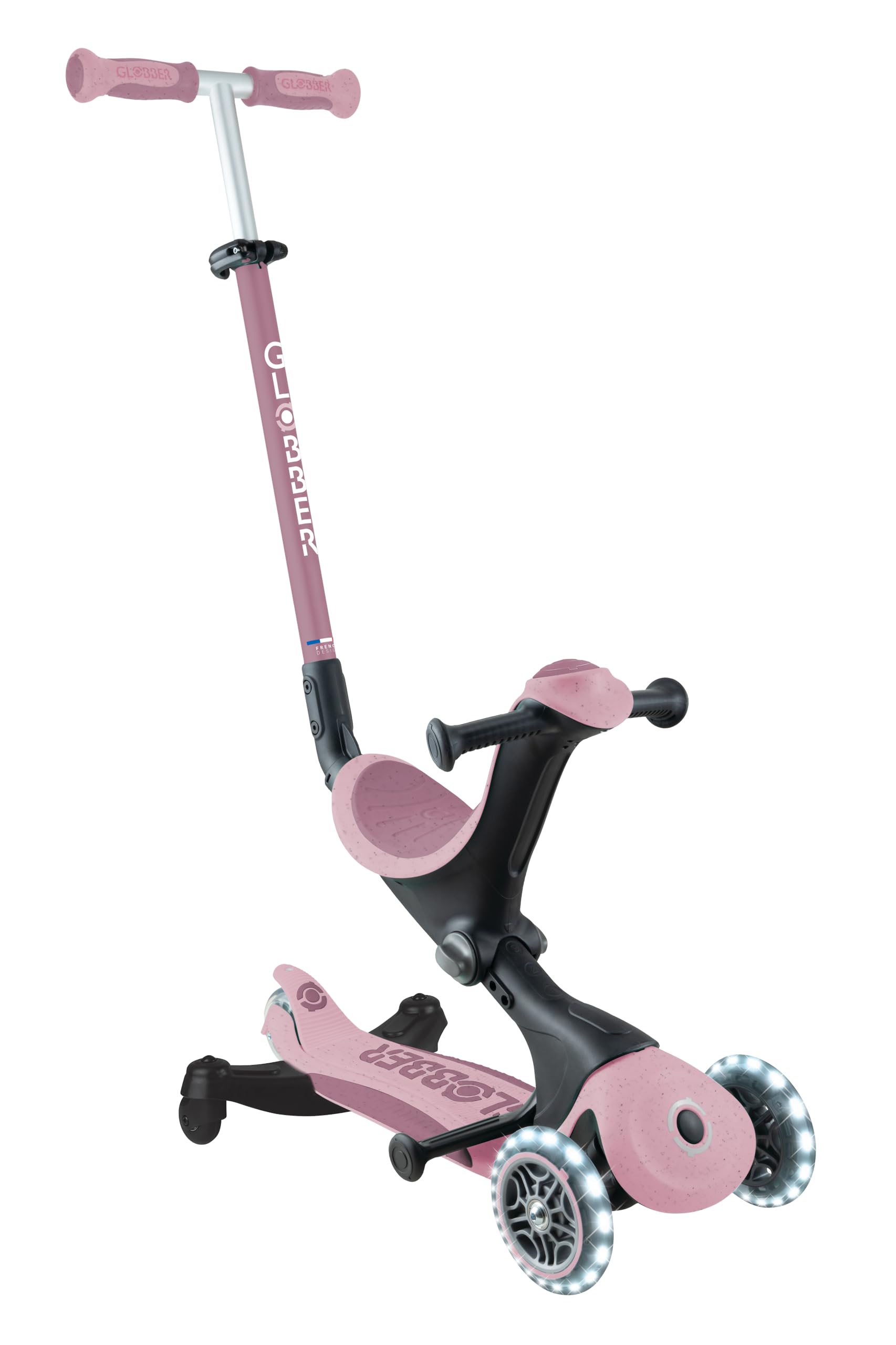Globber - GO•UP Deluxe Lights ECO 360 – Skalierbarer Tretroller, 3 Räder mit Sitz und Modul 360, für Kinder von 15 Monaten bis 6 Jahren
