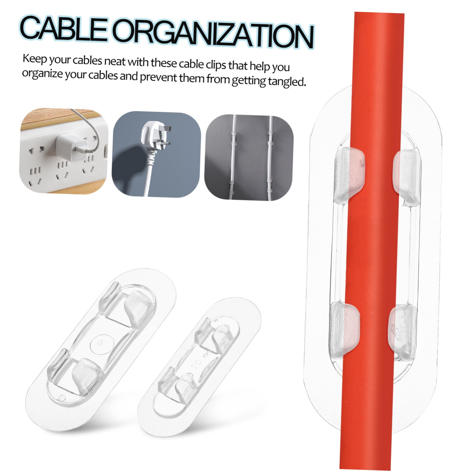 HOMSFOU 150stücke Kabelhalter Selbstklebend Transparente Wandkabelclips Für Effektives Kabelmanagement Im Büro Und Zuhause Verschiedene Für Optimale Organisation