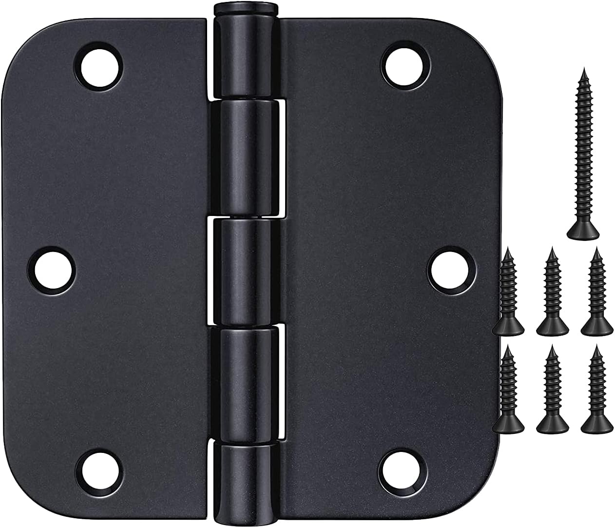 3.5x3.5 inch Door Hinges, JOYCEMALL 18 Pack Heavy Duty Round Metal Interior Door Hinges Matte Black Hardware with 5/8" Radius Corners for Shed Door Window Indoor & Outdoor Building