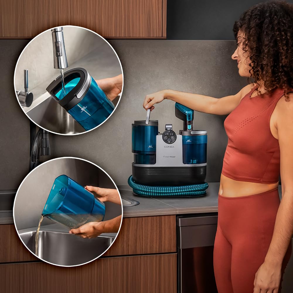 Cecotec Lavatappeti Aspirapolvere con Cavo Conga 7000 Carpet&Spot Clean Steam. Max. 1700 W, Vapore, Serbatoio Acqua Pulita 1600 ml e Acqua Sporca 950 ml, Raggio d'Azione di 9m